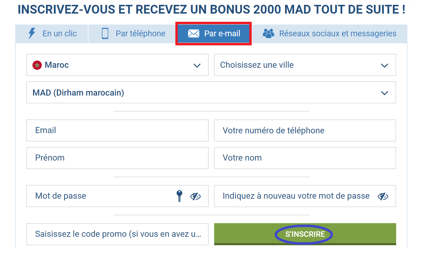 Comment créer mon compte 1xBet par e-mail