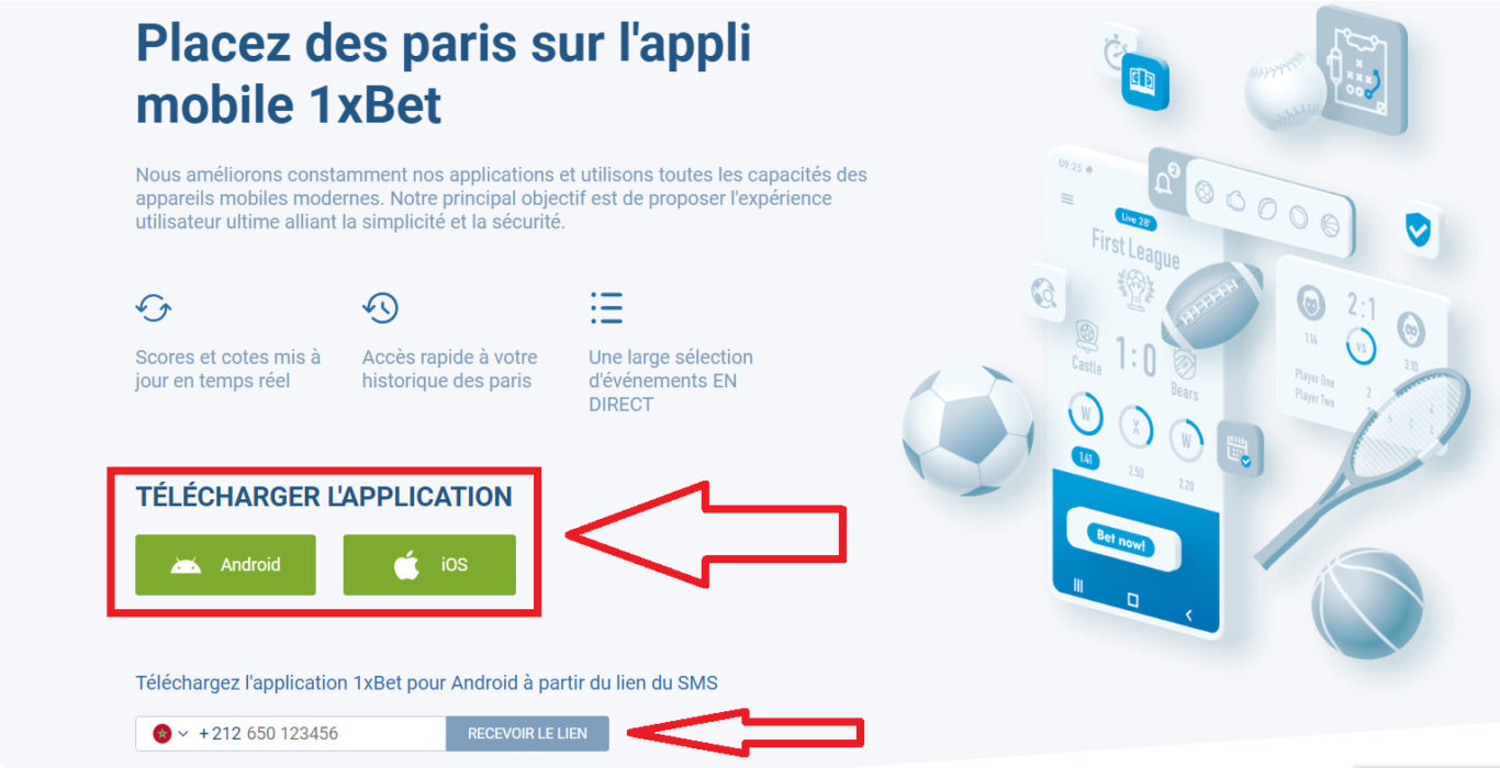 Présentation des avantages de 1xBet app par rapport au site web